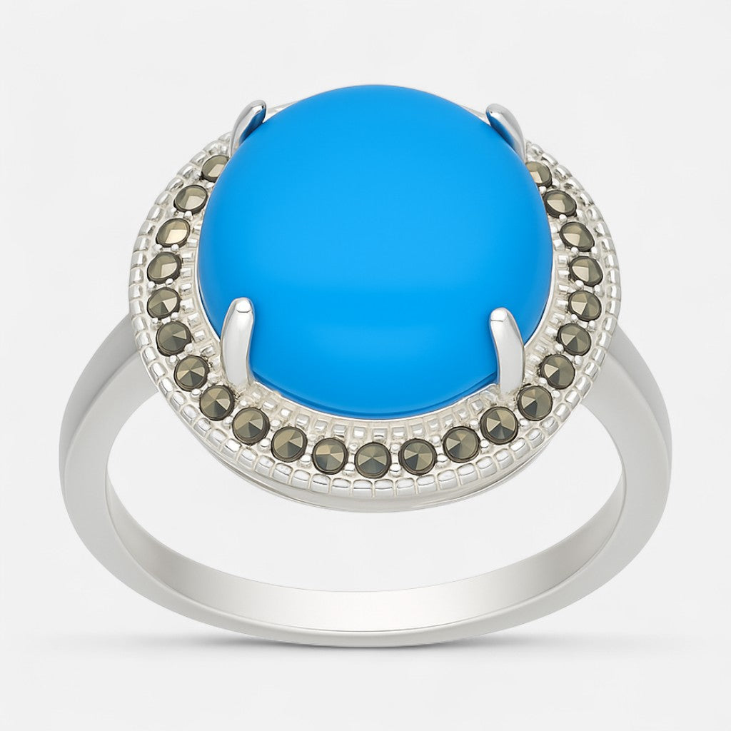 anillo turquesa y marquesita