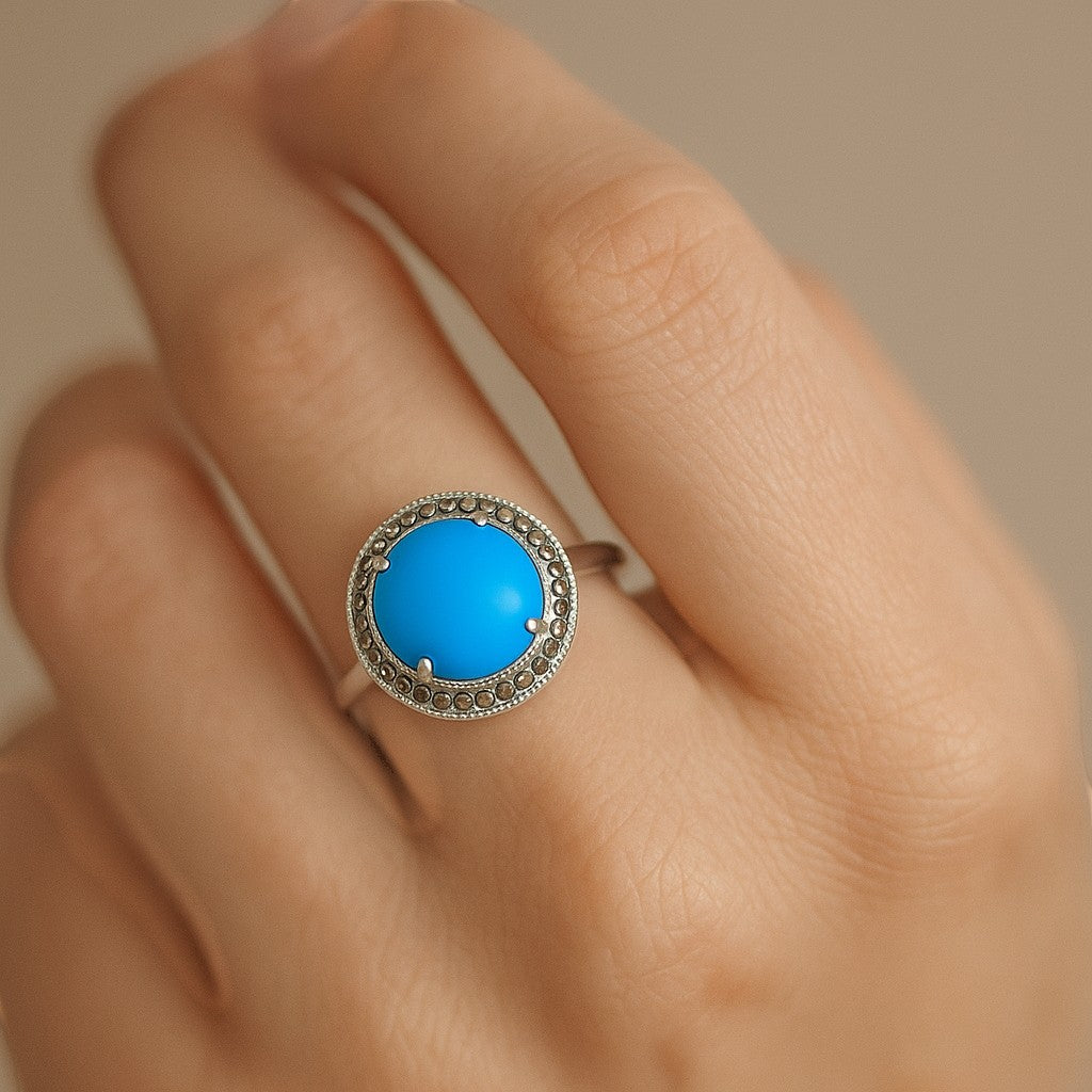anillo turquesa y marquesita
