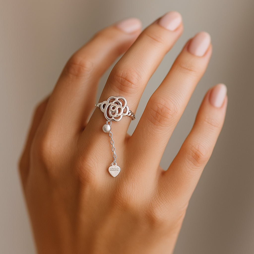 Anillo Cadena Ajustable Rosa de Abril