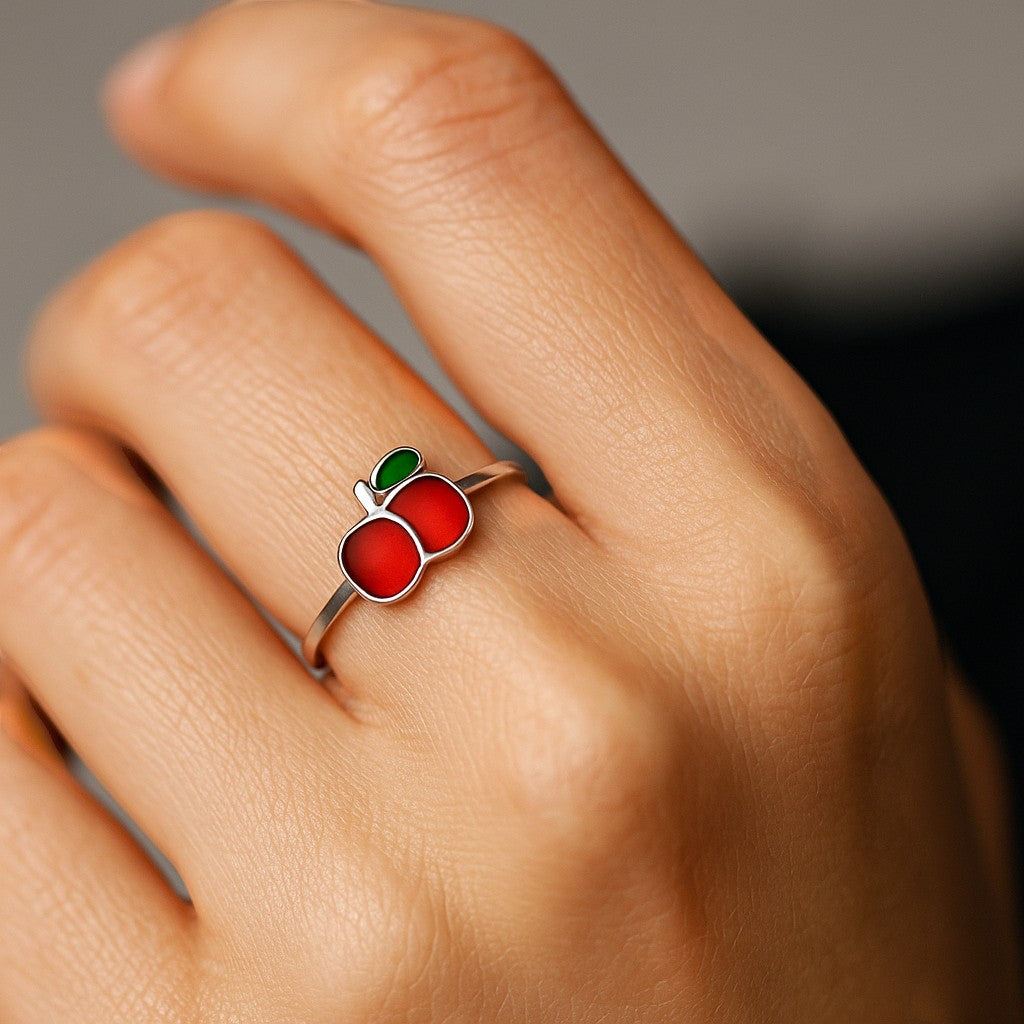 Anillo Ajustable Manzana Esmaltada