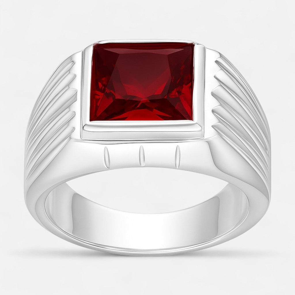 Anillo Sello Circón Rubí