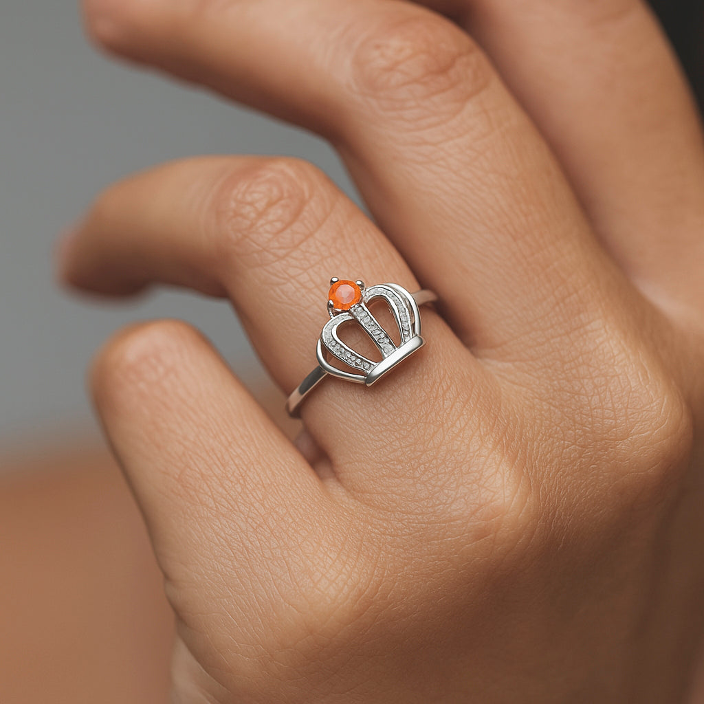 Anillo Corona Circón Granate