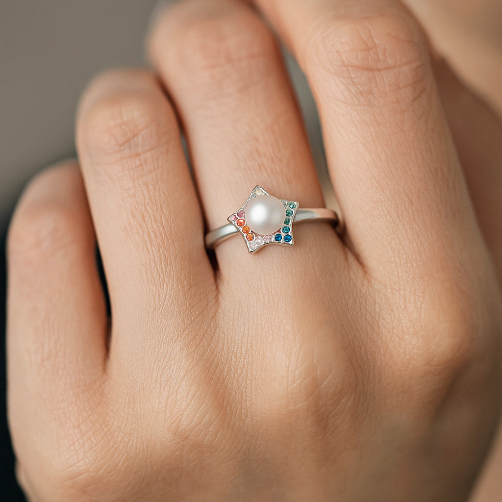 Anillo Estrella Perla Circones Multicolor