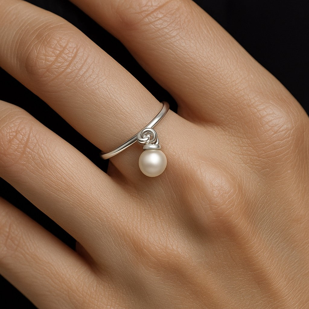 Anillo Perla Colgante
