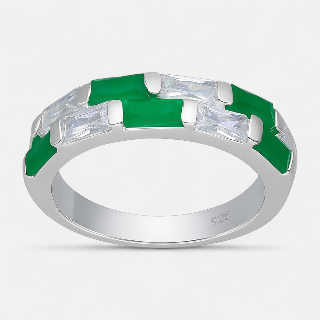 Anillo Cintillo Circones Baguette Esmeraldina