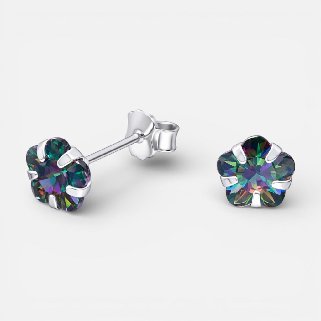 Aro Flor Circón Topacio Místico 6 mm