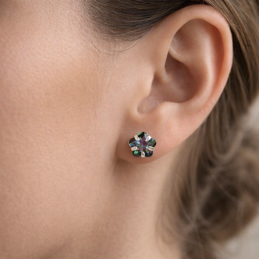 Aro Flor Circón Topacio Místico 6 mm