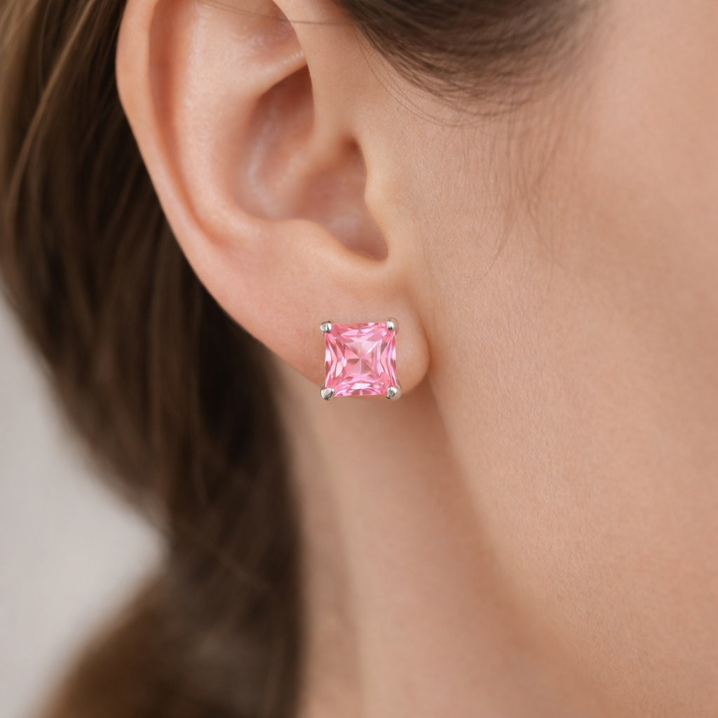 Aro Circón Rosa Francia 10x10 mm