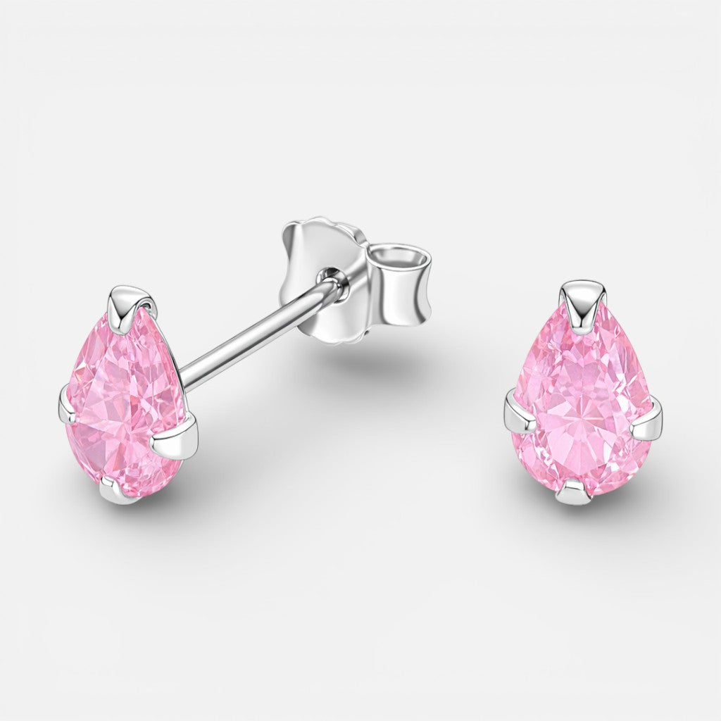 Aro Gota Circón Rosa Francia 6x8 mm