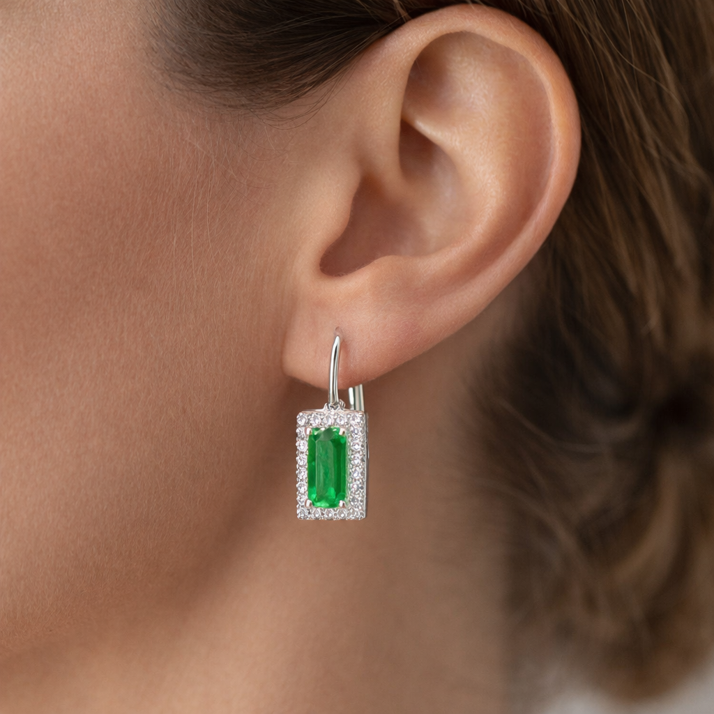 Aro Clip Circón Baguette Esmeralda