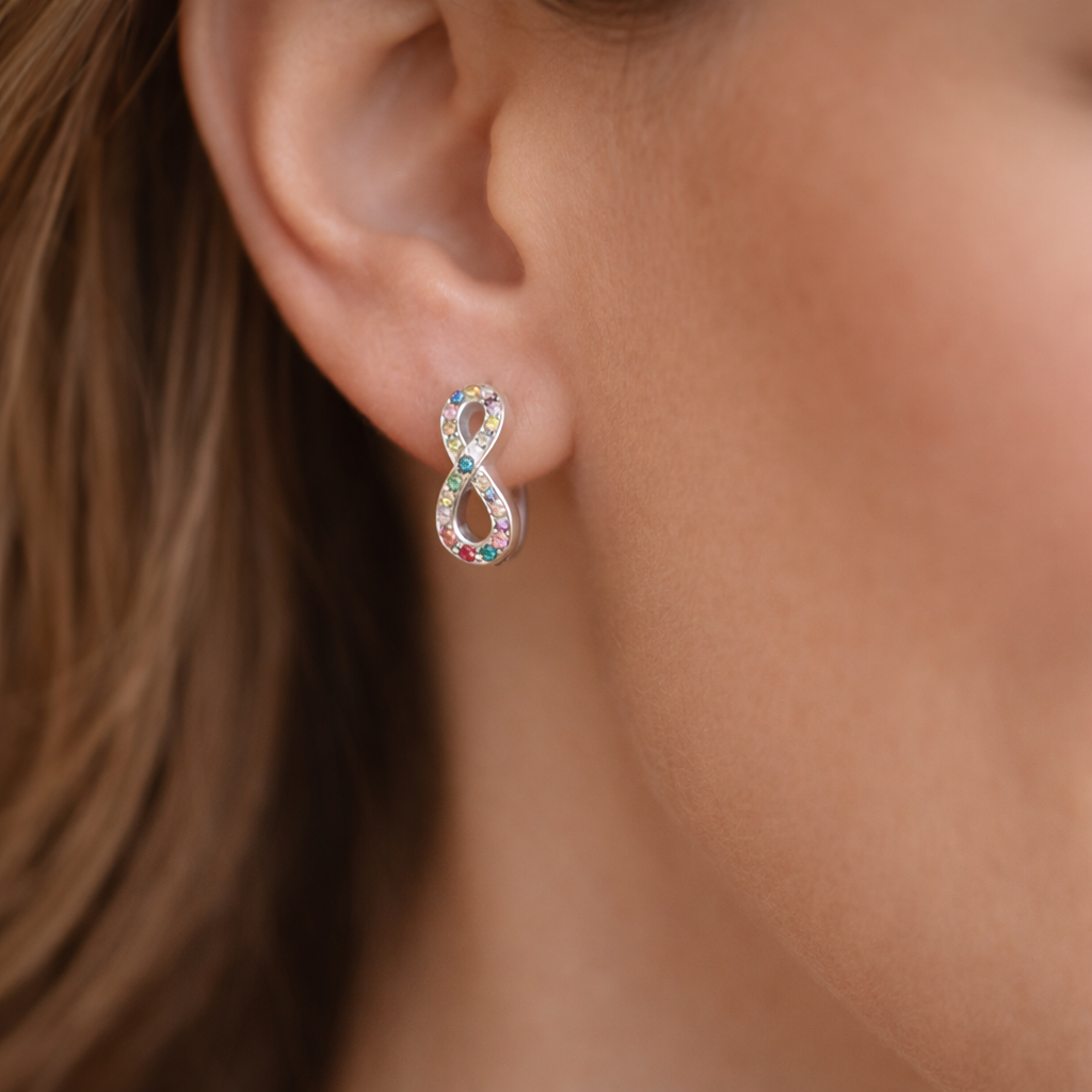 Argolla Huggie Infinito Circones Multicolor 12 mm