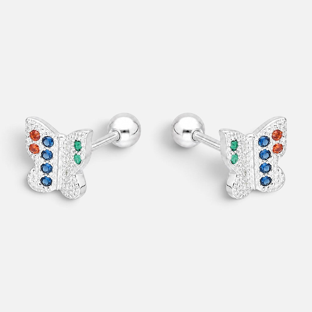 Aro con Tope Mariposa Circones Multicolor 6 mm