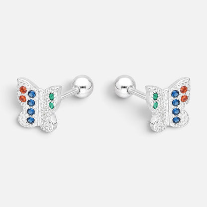 Aro con Tope Mariposa Circones Multicolor 6 mm