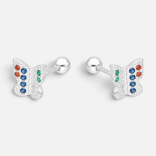 Aro con Tope Mariposa Circones Multicolor 6 mm
