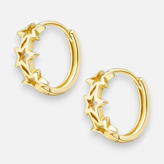 Argolla Huggie Estrellas 14 mm