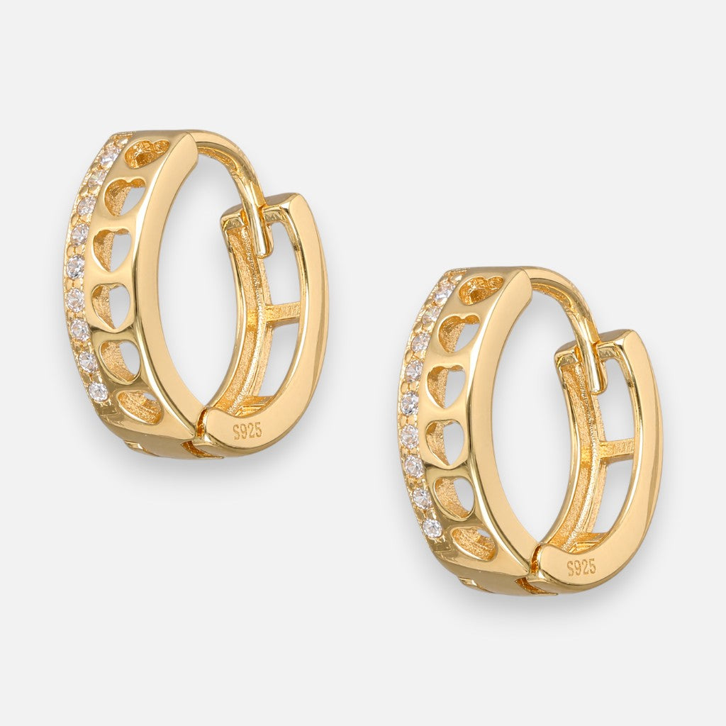 Argolla Huggie Corazones Circones 12 mm