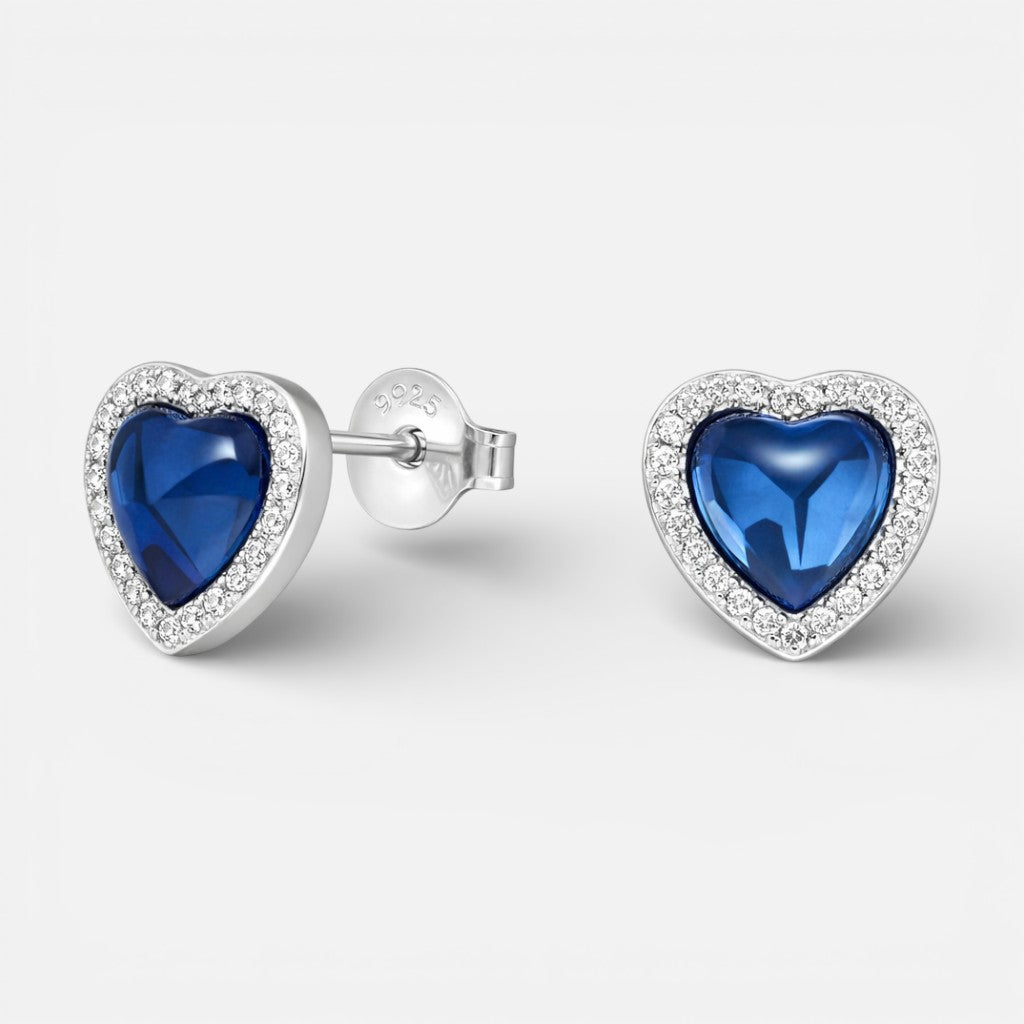Aro Corazón Circones Cristal Zafiro