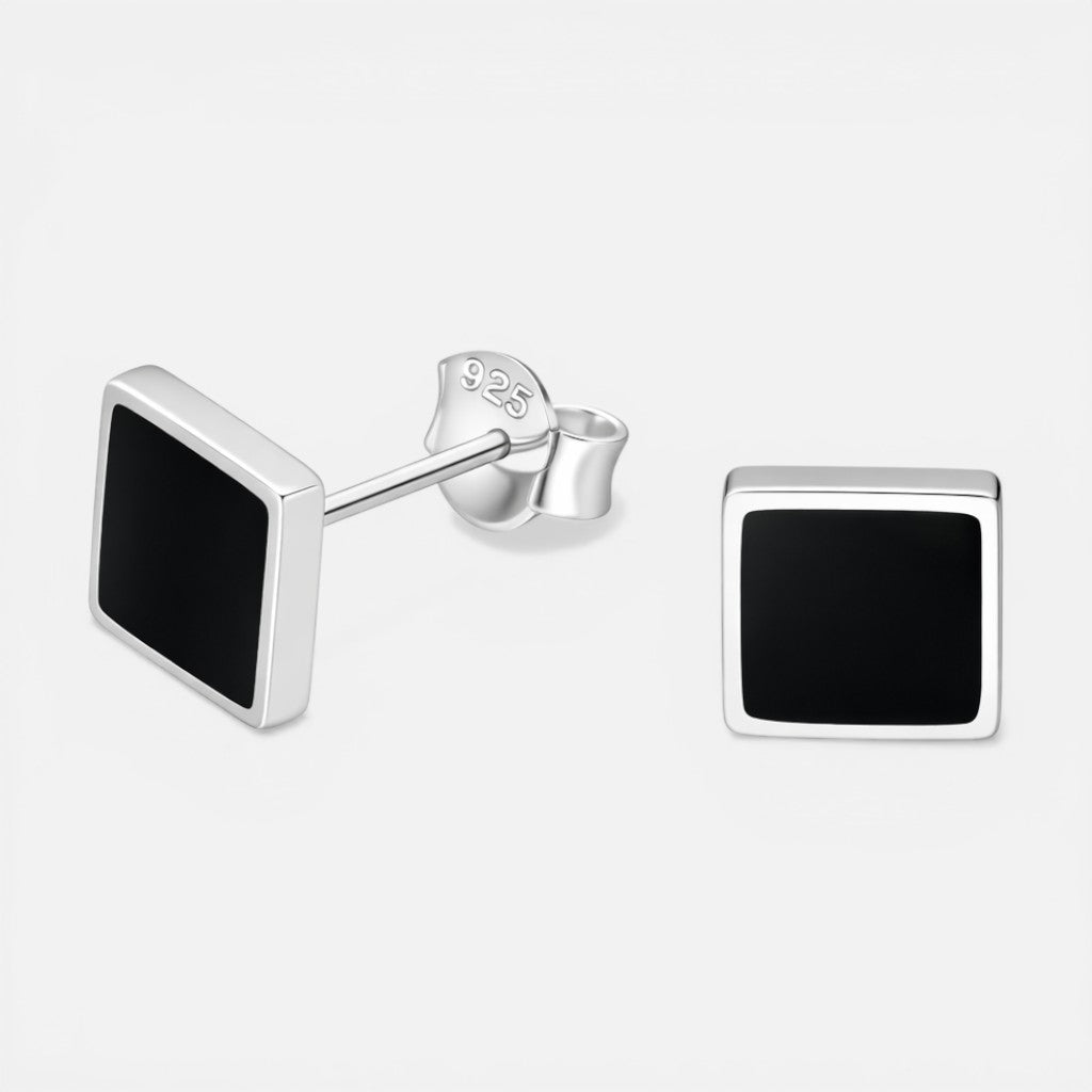 Aro Cuadrado Esmaltado Negro 7x7 mm