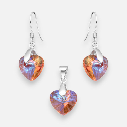 Conjunto Corazón Hecho con Cristal Swarovski® Tornasol