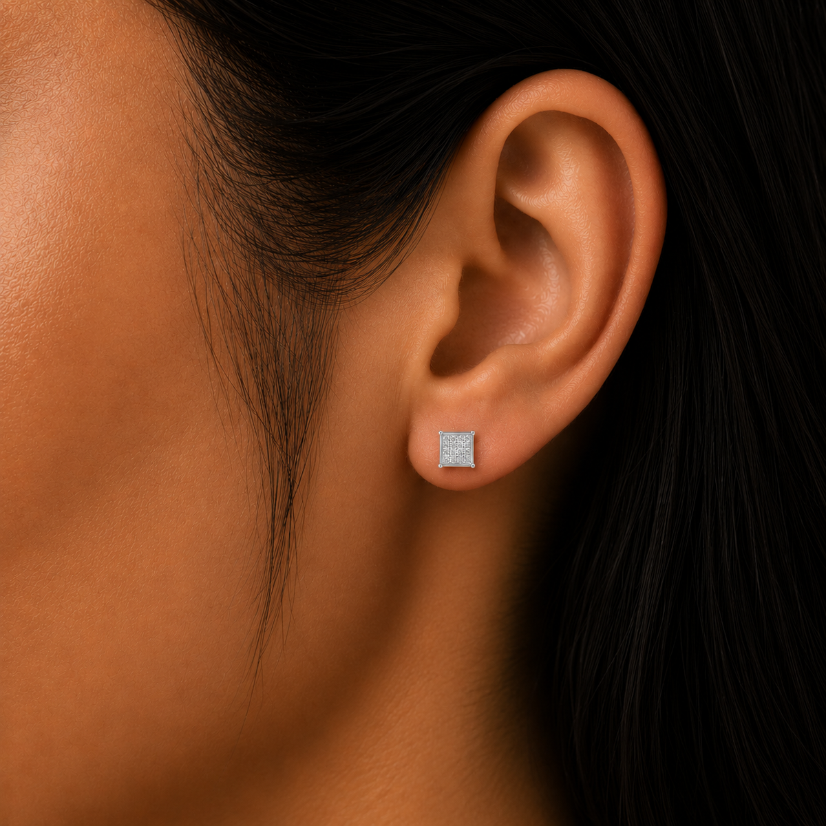Aro Cuadrado Circones Pavé 7x7 mm