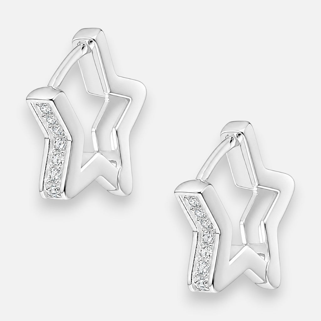 Argolla Huggie Estrella Circones 14x15 mm