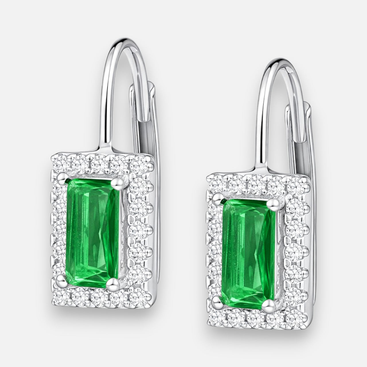 Aro Clip Circón Baguette Esmeralda