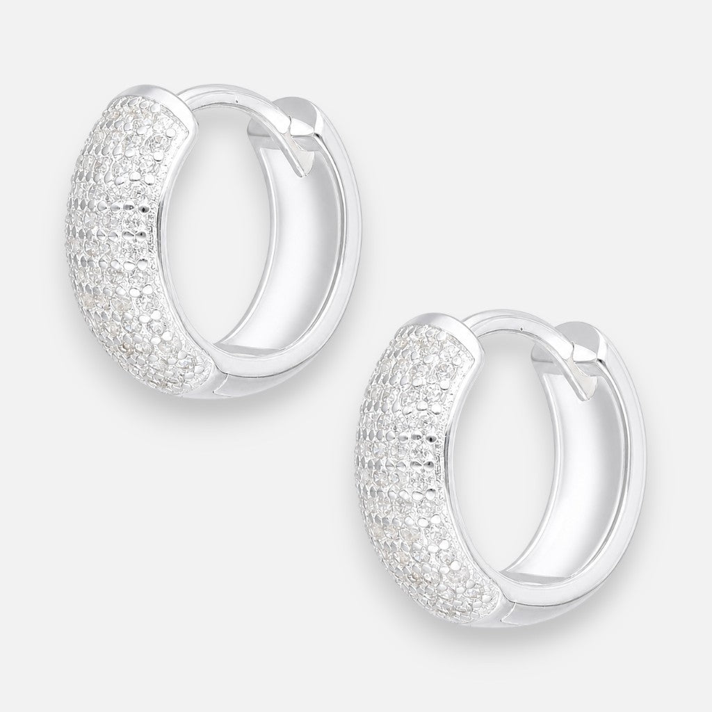 Argolla Huggie Circones Pavé 14 mm