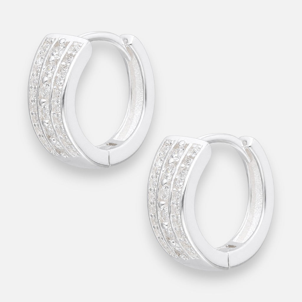 Argolla Huggie Líneas Circones 14 mm
