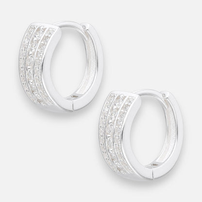 Argolla Huggie Líneas Circones 14 mm