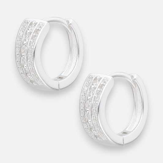 Argolla Huggie Líneas Circones 14 mm