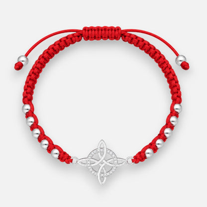 Pulsera Ajustable Hilo Rojo Nudo de Brujas Esferas Circones