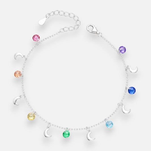 Pulsera Media Luna Cristales Hecho con Swarovski® 7 Chakras