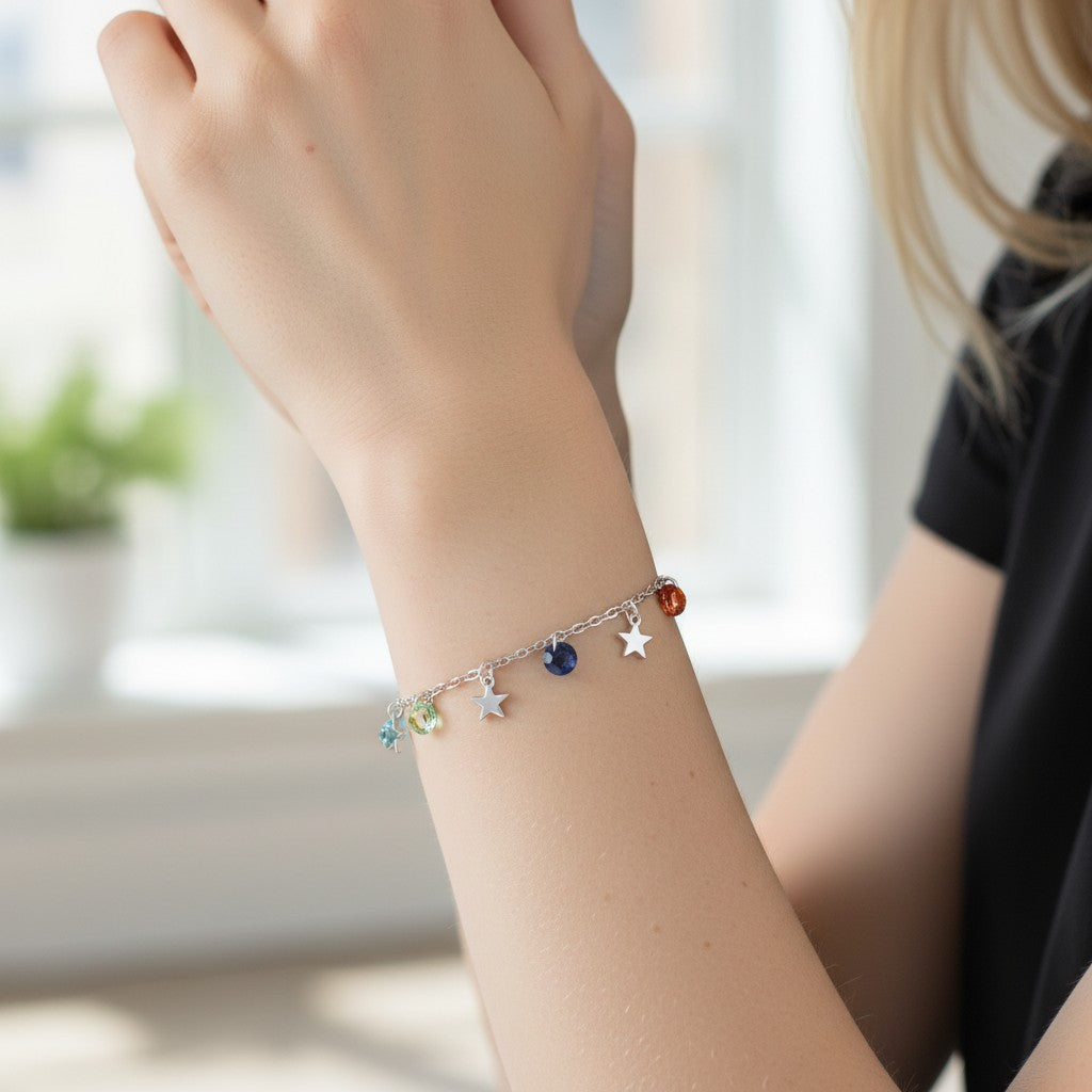 Pulsera Estrellas Cristales Hecho con Swarovski® 7 Chakras