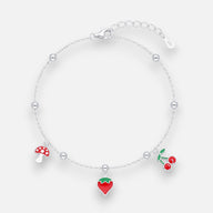 Pulsera Esferas Frutilla Cerezas Esmaltadas