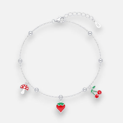 Pulsera Esferas Frutilla Cerezas Esmaltadas