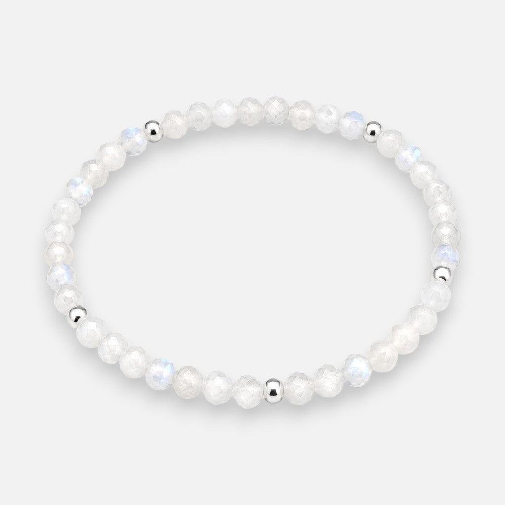 Pulsera Elástica Esferas Cristales Blanco