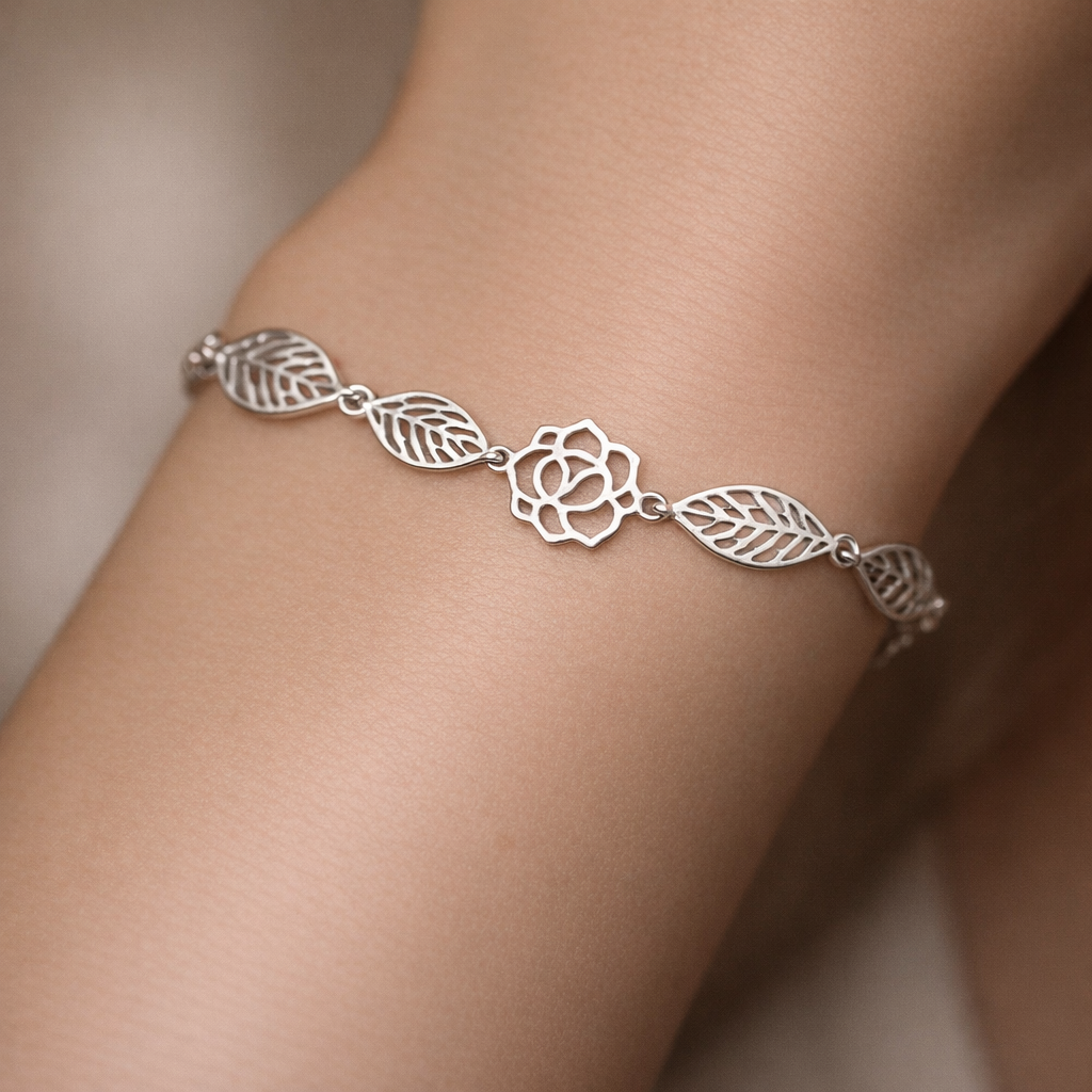 Pulsera Rosa de Abril Hojas