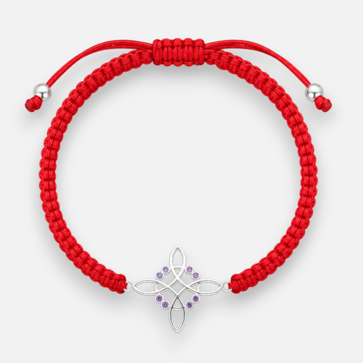 Pulsera Hilo Rojo Ajustable Nudo de Brujas Circones Amatista