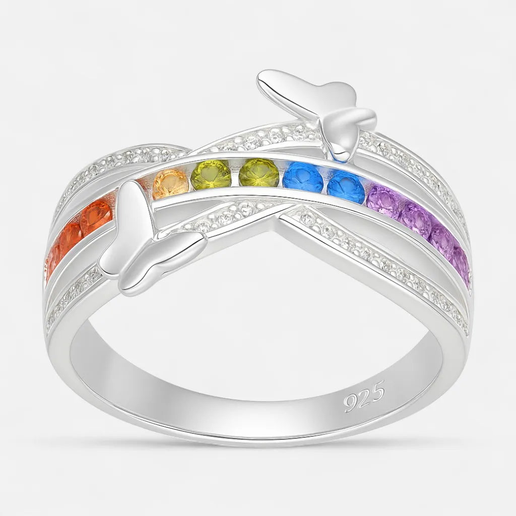 Anillo Mariposas Circones Multicolor