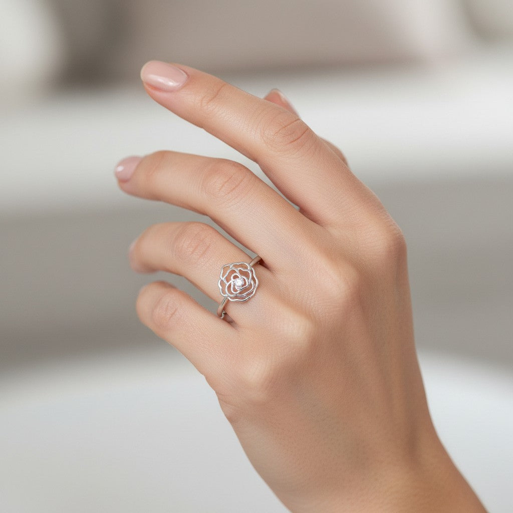 Anillo Rosa de Abril Circón