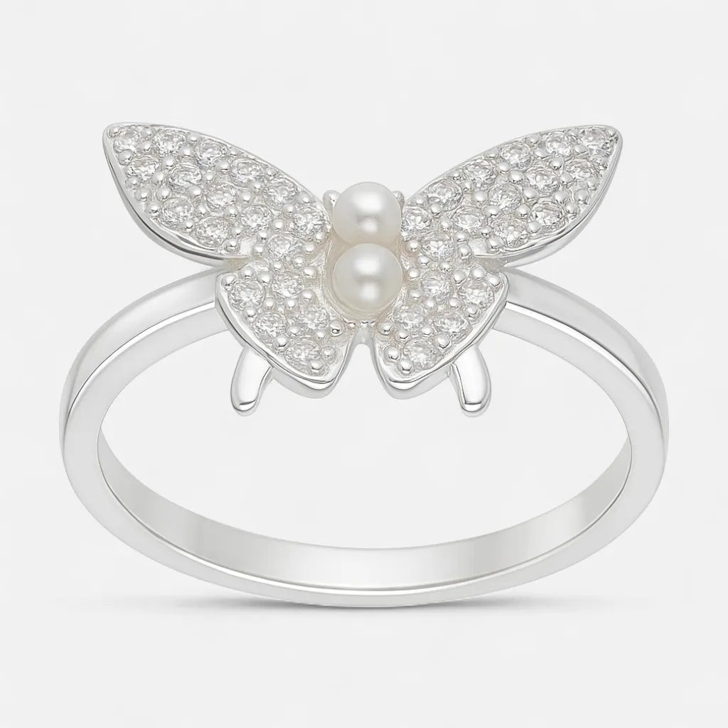 Anillo Mariposa Circones Perlas