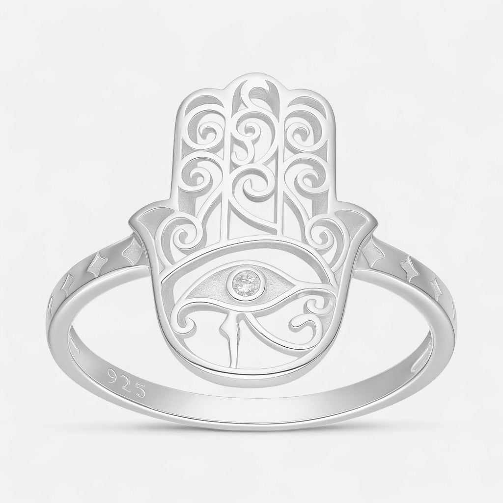 anillo mano de fatima ojo de horus circon