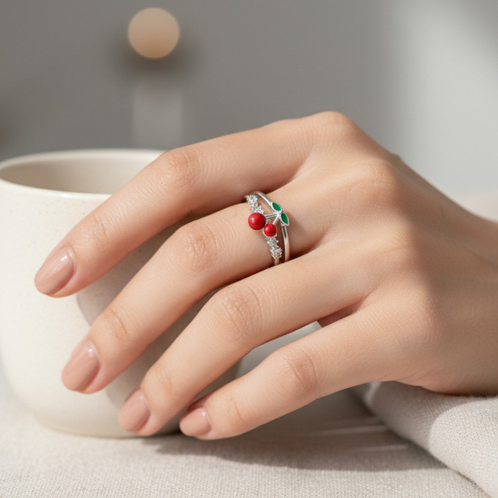 Anillo Cereza Esmaltada Circones