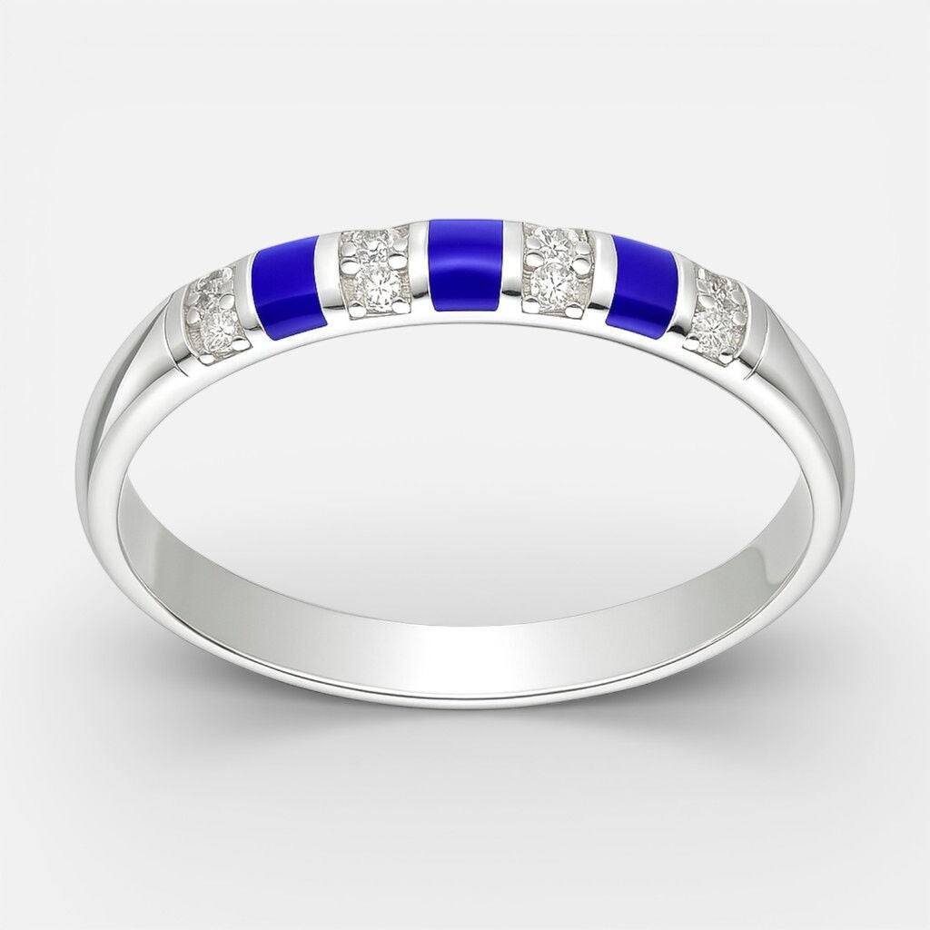 Anillo Esmaltado Azul Circones
