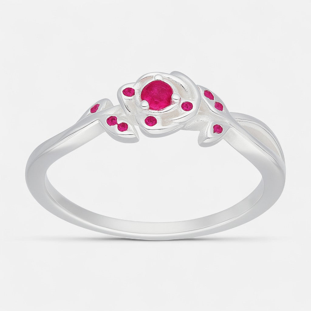 Anillo Flor Circones Rubí