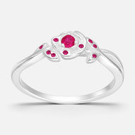 Anillo Flor Circones Rubí
