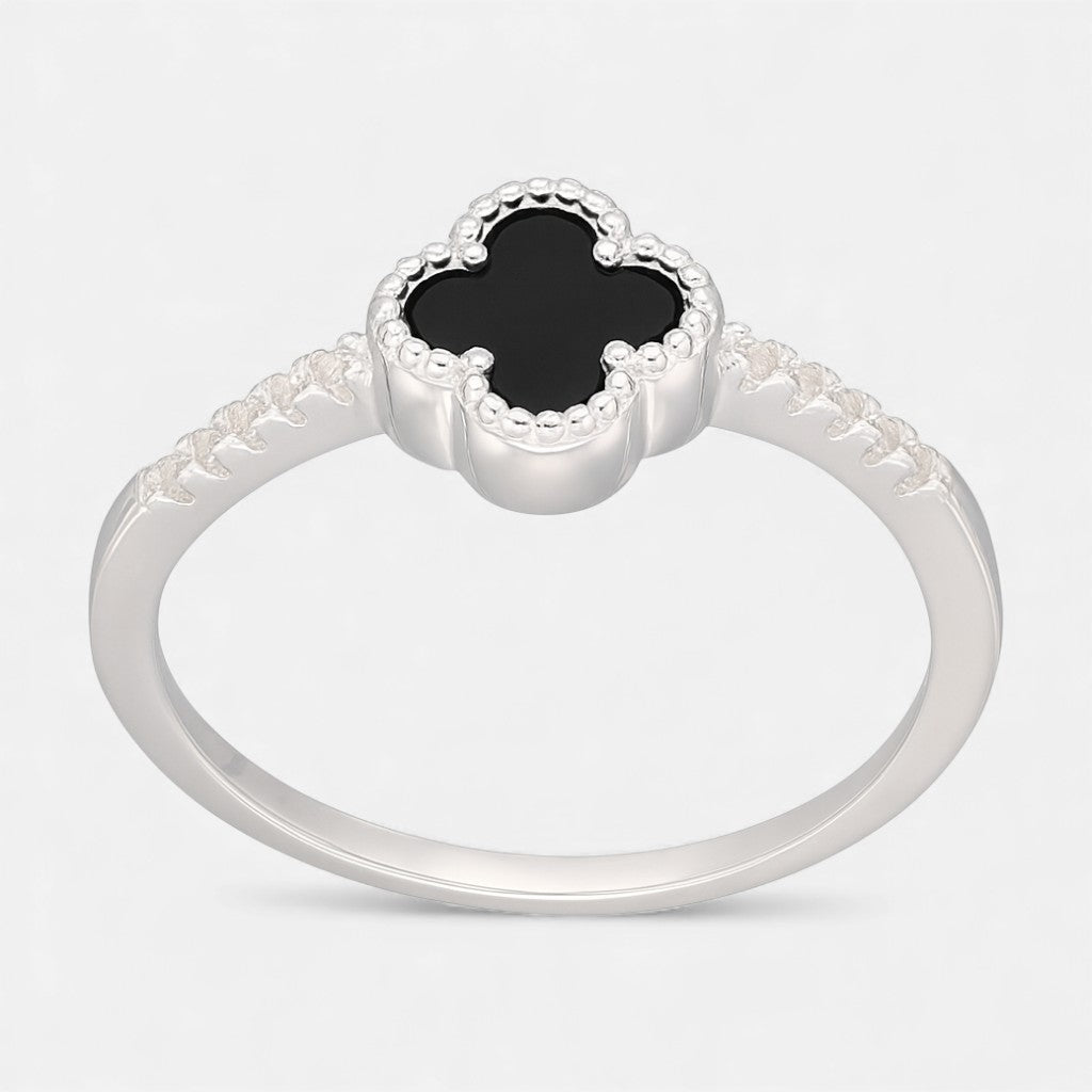 Anillo Trébol de la Suerte Ónix Circones