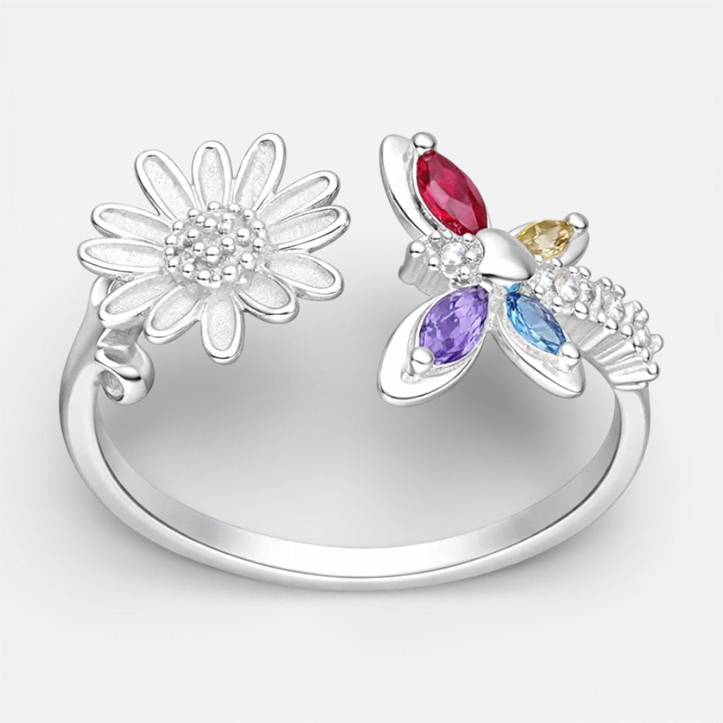Anillo Ajustable Flor Margarita Mariposa Circones Multicolor