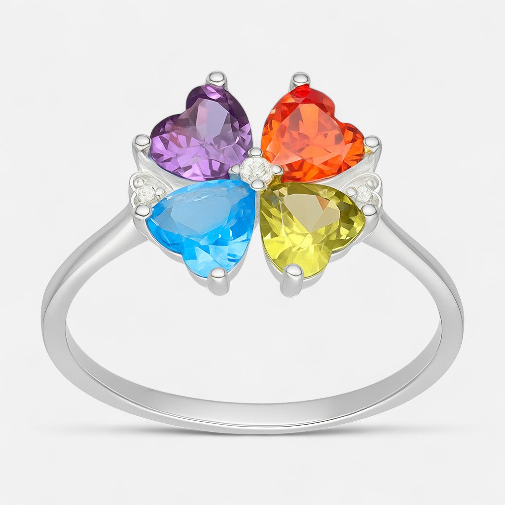 Anillo Trébol Corazones Circones Multicolor