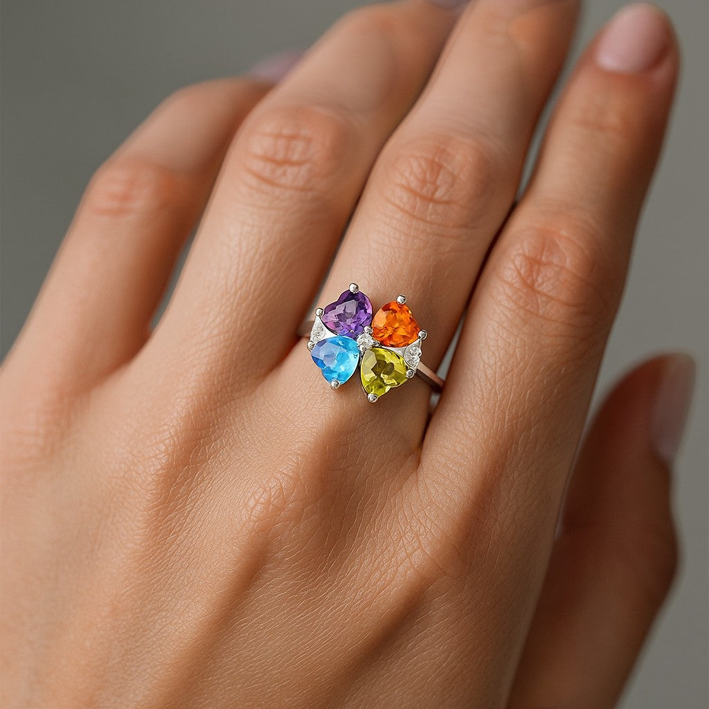 Anillo Trébol Corazones Circones Multicolor